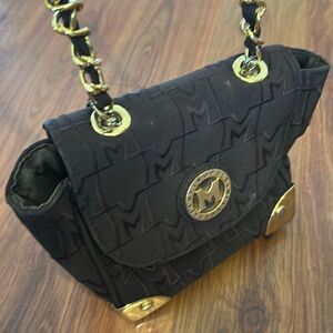 Brown and gold Metropole small handbag with chain